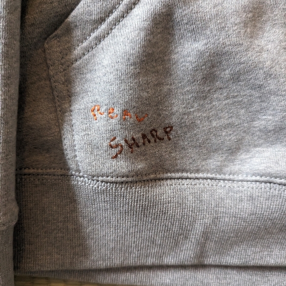 Coach Hand Drawn Embroidered Hoodie Gray Men's Size XXL Made in Portugal - Picture 11 of 13